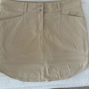 Tan Button-Front Skort